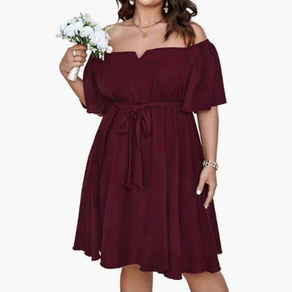 Scomchic Dresses | Scomchic - Womens Plus Size Dress Off Shoulder Short Sleeve Flowy | Color: Red | Size: 3xl | Narisb's Closet Scomchic Dresses | Scomchic - Womens Plus Size Dress Off Shoulder Short Sleeve Flowy | Color: Red | Size: 3xl | Narisb's Closet